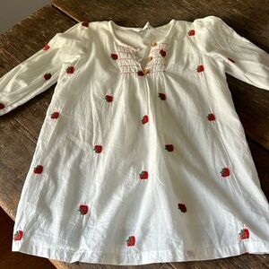 Mo Vint cotton 1-2T strawberry embroidered dress 🍓